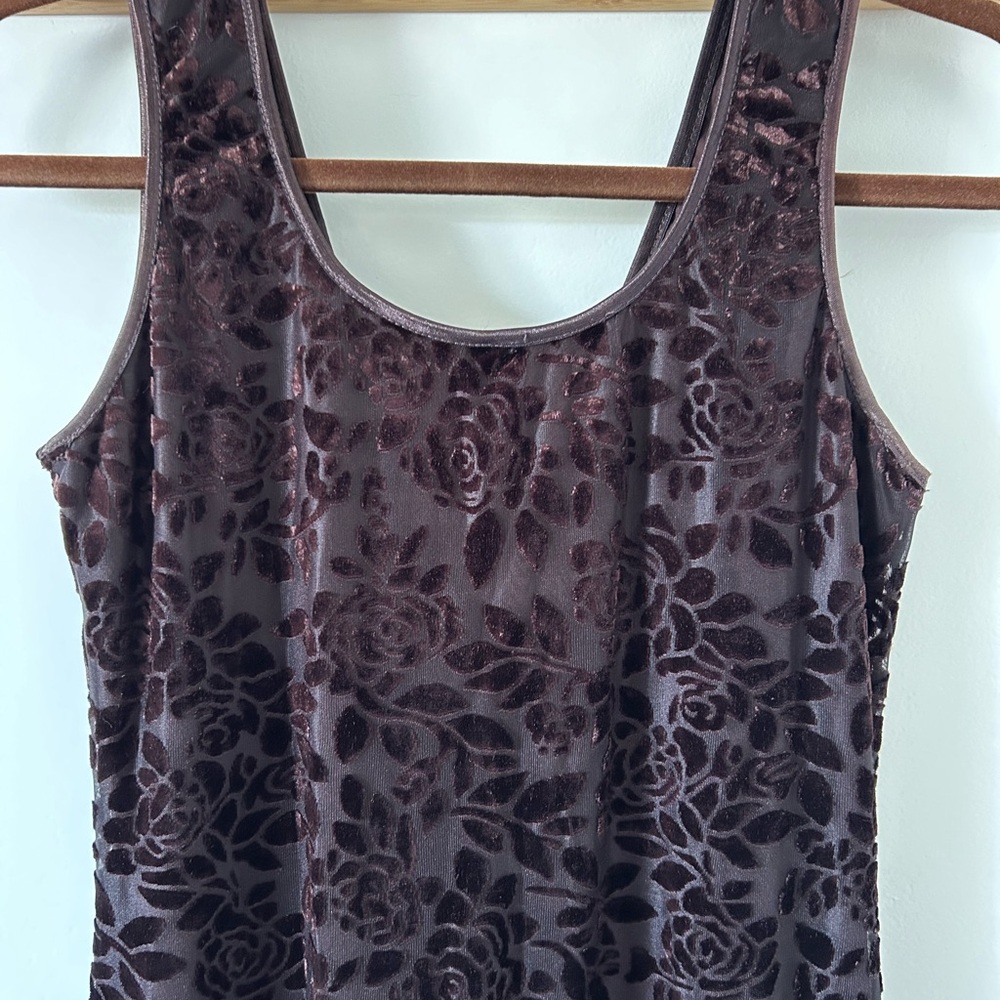 Brown velvet burnout dress